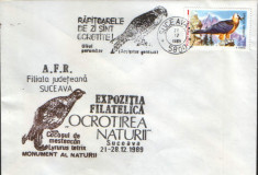 Romania - Plic oc.1989 - Ocrotirea Naturii Suceava - Uliul,zagan,cocos mesteacan foto