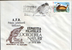 Romania - Plic oc.1989 - Ocrotirea Naturii Suceava - Uliul,cocos mesteacan,ratza foto