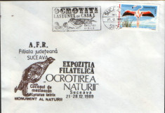 Romania - Plic oc.1989 - Ocrotirea Naturii Suceava -Lastun,flamingo foto
