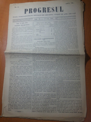 ziarul progresul 16 iulie 1869+ supliment-iasi,suceava,dorohoi,neamt,botosani foto