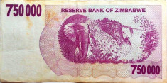 Bancnota 750000 Dolari - ZIMBABWE, anul 2007 *cod 351 Bearer Cheque foto