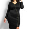 U439-1 Rochie midi asimetrica, cu maneci lungi si fermoar in fata - Plus Size