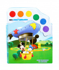 Caiet de colorat cu Mickey Mouse, acuarele, pensula si 30 foi desen foto