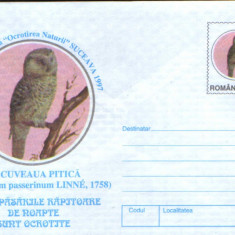 Romania - Intreg postal plic neuzat- Ornitologie-Cucuvea pitica,pasare rapitoare