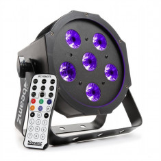 BEAMZ BFP130 FLATPAR, 6 x 6 W UV diode LED, DMX, telecomanda IR foto