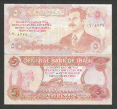 IRAK IRAQ 5 DINARS DINARI 1992 [2] a UNC foto