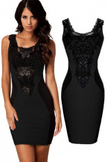 D287-1 Rochie scurta de seara cu model brodat foto