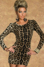 H176 Rochie scurta cu model animal print si maneci lungi foto