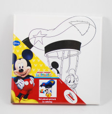 Tablou panza Mickey Mouse pentru pictat - Set cu acuarele si pensula - Produs cu licenta foto