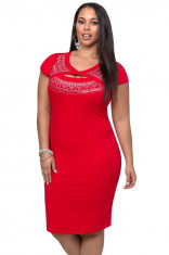 Z517-3 Rochie conica eleganta, de seara, accesorizata in zona decolteului - plus size foto