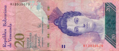 VENEZUELA 20 BOLIVARES 2007 VF++ foto