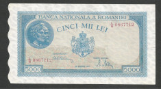 ROMANIA 5000 5.000 LEI 20 Decembrie 1945 [03] a UNC , filigran vertical foto