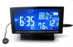 Voltmetru Auto / Ceas / Termometru Auto Interior - Exterior / Higrometru / Prognoza meteo Ecran LCD 4.5&amp;quot; foto