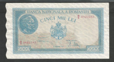ROMANIA 5000 5.000 LEI 20 Decembrie 1945 [04] a UNC , filigran vertical foto