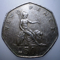 1.069 MAREA BRITANIE 50 PENCE 1969 foto