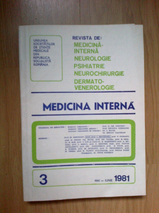 e4 Medicina interna - 3 , mai - iunie - 1981