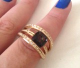 Inel inox placat cu aur galben 18k si swarovski- marimea 8, 18mm