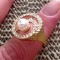 Inel -marimea 6, 16 mm -INOX placat cu aur 18K si Swarovski si PERLA STANTAT