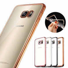 Husa Silicon / TPU transparenta cu margini metalizate Samsung Galaxy S6 edge foto