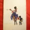 Ilustrata -Felicitare -pe negativ -Femeie si Cupidon-Despartire -circ.1925 Buzau