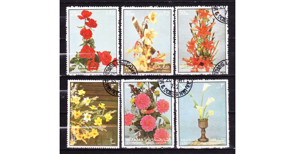 Timbre SHARJAH 1972 = FLORI - POSTA AERIANA | arhiva Okazii.ro