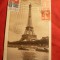 Ilustrata Turnul Eiffel ,circulat efectiv cu vigneta antituberculoza 1928