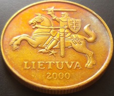 Moneda 50 CENTU - LITUANIA, anul 2000 *cod 3429 A foto