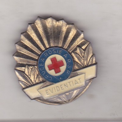 bnk ins Insigna Crucea Rosie a RSR - Evidentiat - varianta mare foto