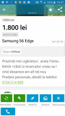 Telefon Samsung s6 edge utilizat descriere in poze si la tel 0726 514 999 foto