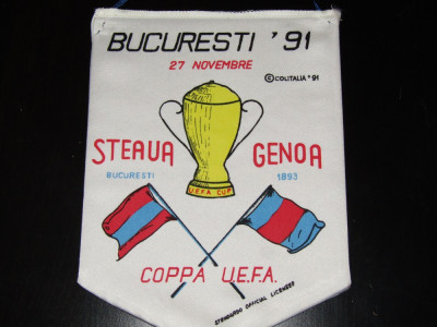 Fanion fotbal STEAUA Bucuresti - FC GENOA (27.11.1991 UEFA CUP-turul III) foto