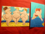 Set 2 Ilustrate comice - Femei corpolente , create de Fernand Bourgeois, Necirculata, Printata