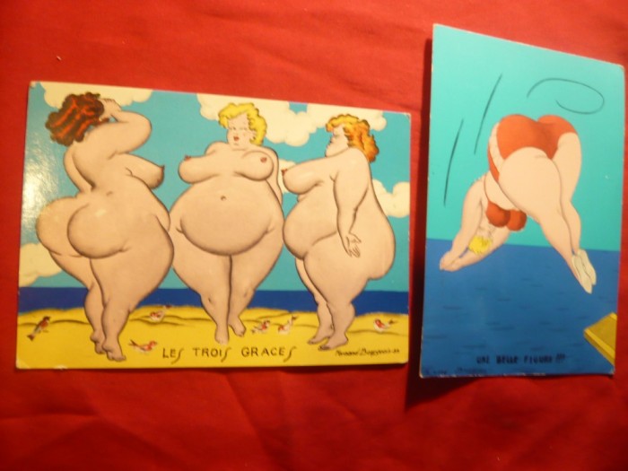 Set 2 Ilustrate comice - Femei corpolente , create de Fernand Bourgeois