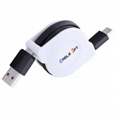 Cablu date USB - USB Type-C cu fir retractabil 1m foto