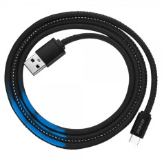 Cablu de date USB USB Type-C Pofan Thermo P07 1m Negru Albastru Blister Original foto