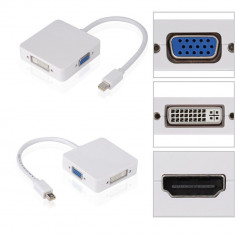 Adaptor 3 in 1 Thunderbolt Mini display port to DVI VGA HDMI foto