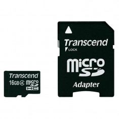 Card Transcend microSDHC 16GB Class 4 cu adaptor SD foto