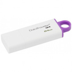 Stick memorie USB Kingston DataTraveler G4 64GB USB 3.0 (Alb/Violet) foto
