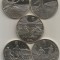 UCRAINA 5 HRIVNE 2012 ( 5 bucati ) , Set complet EURO 2012 UNC - CAPSULA