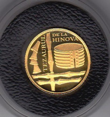 Moneda 10 lei 2008 BNR aur pur 999% Tezaurul de la Hinova Mehedinti foto