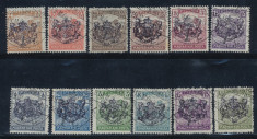 ROMANIA 1919 emisiunea Sibiu set 12 timbre seceratori sursarj stema obliterate foto