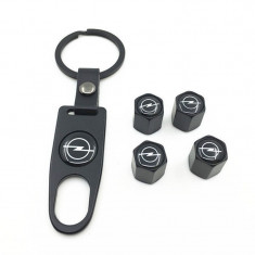 Breloc auto pentru opel cu set 4 capacele ventil auto metalice negru