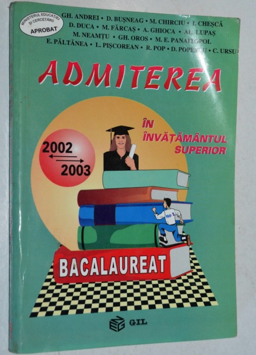 Matematica - Admiterea in invatamantul superior - 2002 - 2003