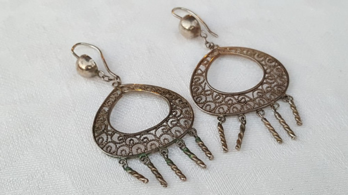 argint CERCEI etnic TRIBALI superbi VECHI vintage DE EFECT patina MINUNATA unici