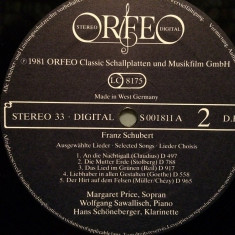 SCHUBERT - SELECTED SONGS (1981/Orfeo rec/West Germany) - VINIL