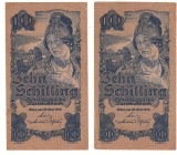 SV * Austria * LOT 2 x 10 SCHILLING 1945, 29 mai * Serii Consecutive * VF / XF