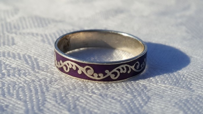 INEL argint MEXIC cu email MOV vintage VECHI elegant DELICAT finut RAR de efect