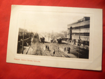 Ilustrata Calcutta -Howrah Station Street , interbelica foto