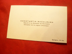 Carte de Vizita Constantin Bacalbasa - Mare scriitor , deputat Parlamentul Rom foto