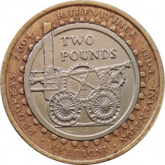 Marea Britanie moneda 2 Pounds 2004 &amp;quot;Locomotiva Trevithick&amp;quot; - VF foto