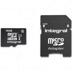 Card Integral microSDHC 16GB Class 10 UHS-I U1 cu adaptor SD foto